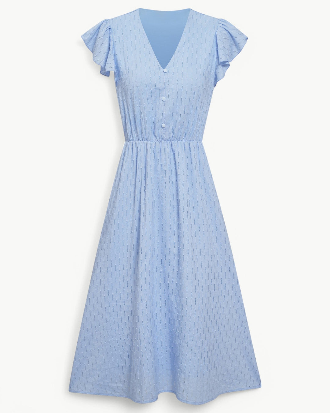 Lara™ | Midi Dress with V-neck and Ruffle Sleeves