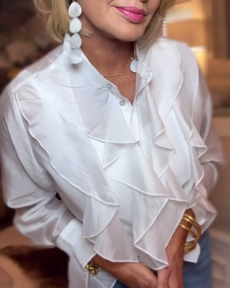 Isabelle™ | Women’s Elegant Solid Color Blouse with Ruffles