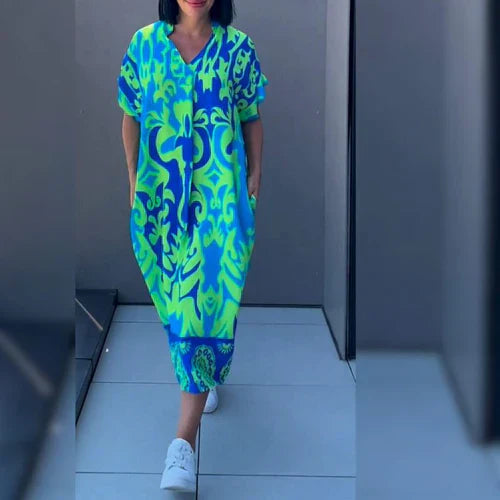 Nia™ | Women's Relaxed Maxi Dress with Artistic Print