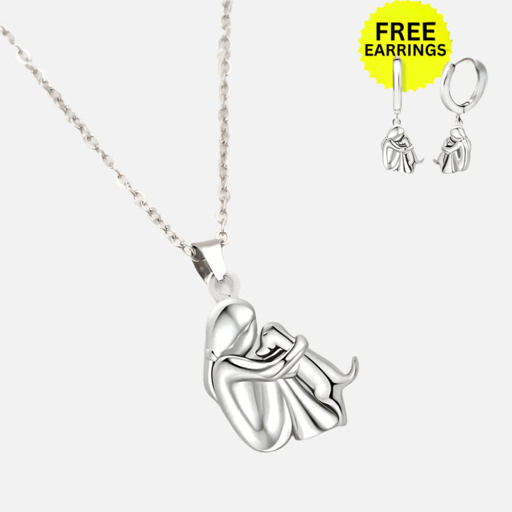 Hug Pendant Necklace with Bonus Earrings