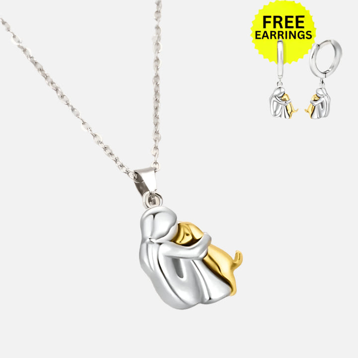 Hug Pendant Necklace with Bonus Earrings