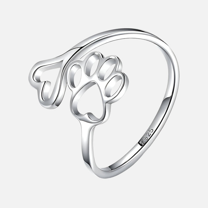 Handcrafted Paw & Heart Ring