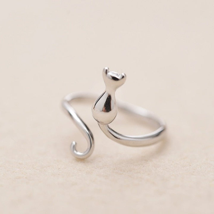 Stainless Steel Adorable Cat Ring